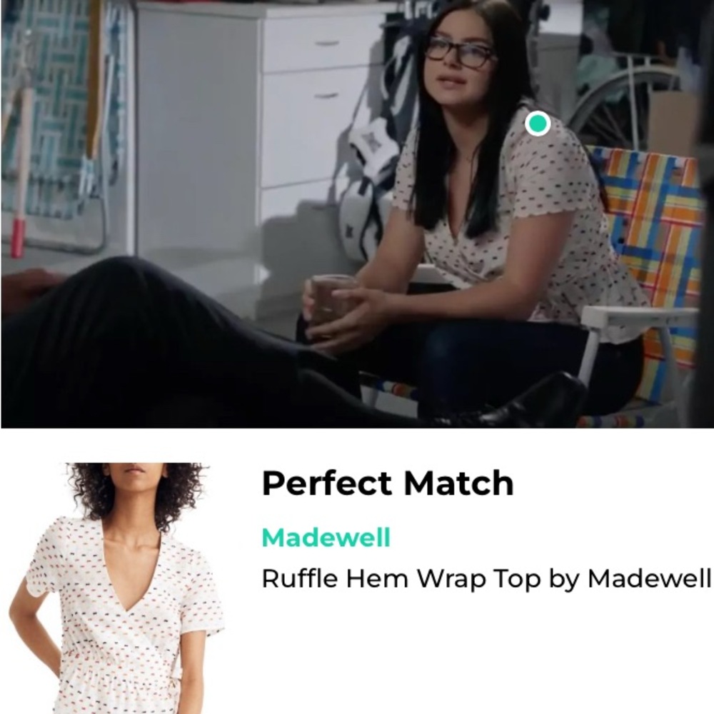 Madewell White Crossover Top Blouse Peplum clip dot cotton Medium M Ruffle Hem - Picture 5 of 12